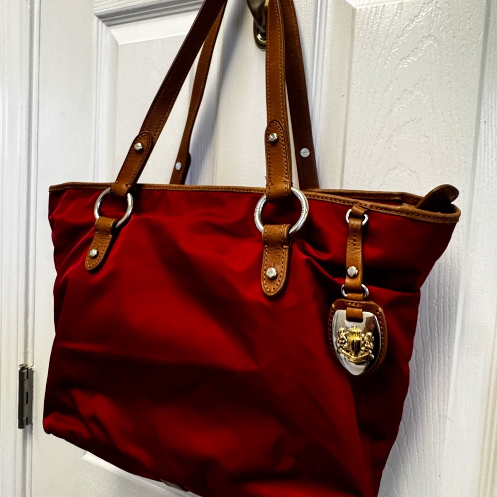 Ralph Lauren Red Tote with Brown Straps